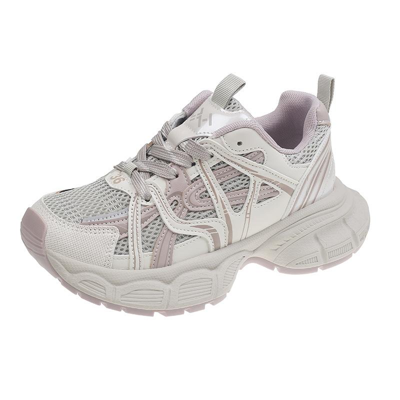 Платформенные кроссовки «папины кроссовки» женские 2025 новый популярный весна и осень универсальные супер огонь маленький человек увеличение роста маленькие белые повседневные спортивные туфли