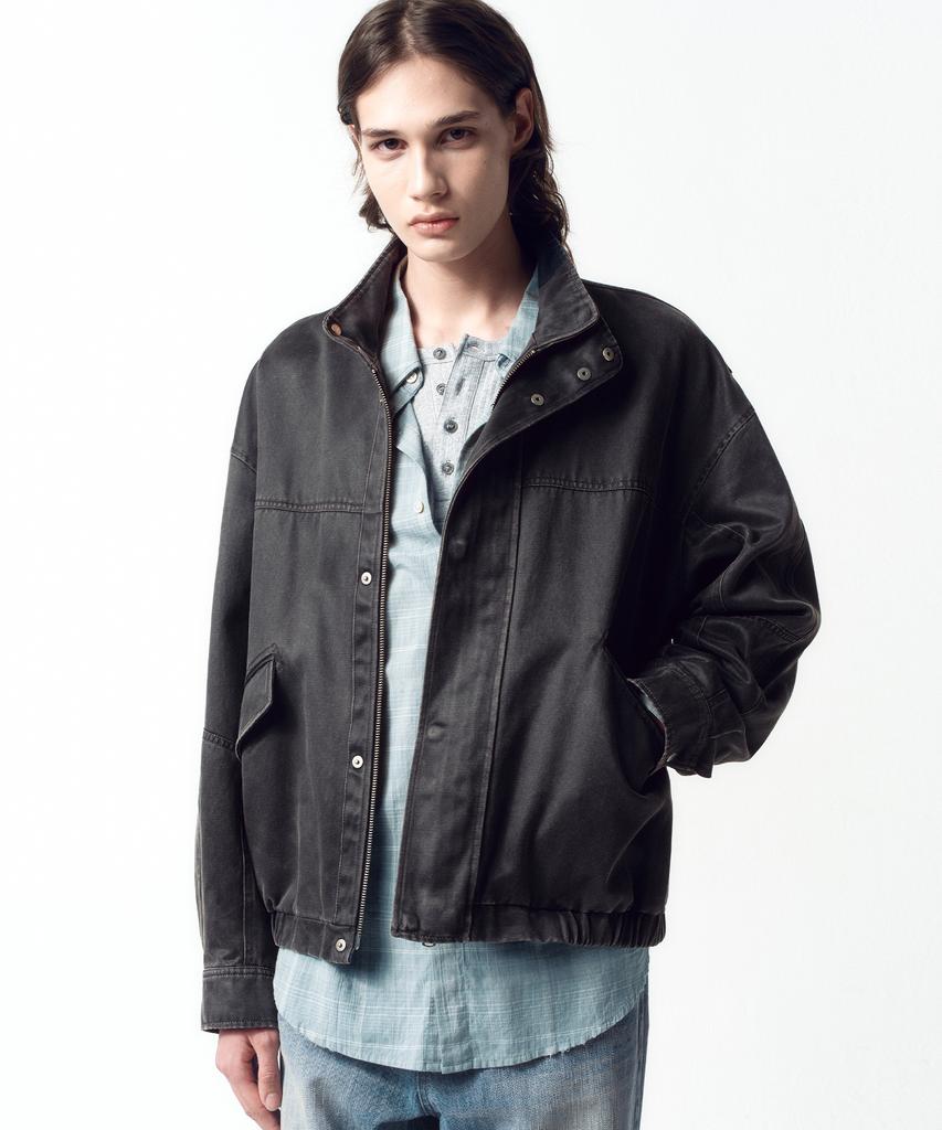 Insilence Washed Paw Leather Jumper Charcoal