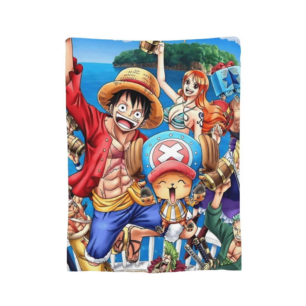 Japanese Anime Blanket Fleece Spring Autumn Luffy Anime Multifunction Lightweight Thin Throw Blanket for Bed Travel Bedspreads