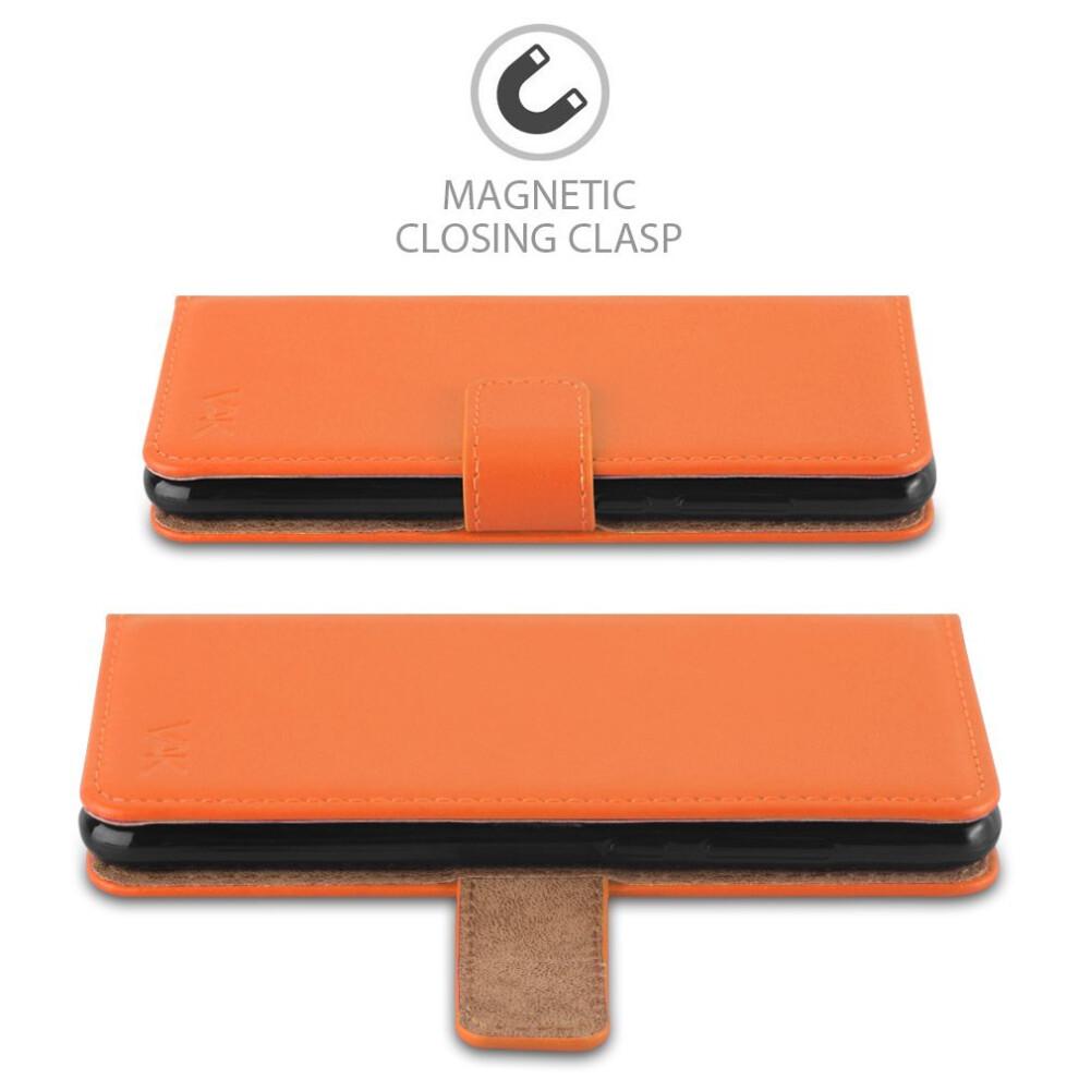 (Orange) For iPhone 8 Premium Leather Wallet Case Cover