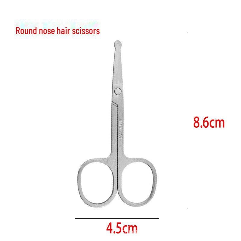Precision Stainless Steel Nose Hair Scissors - Beauty Tools for Eyebrows & Trimming Small Hairs
