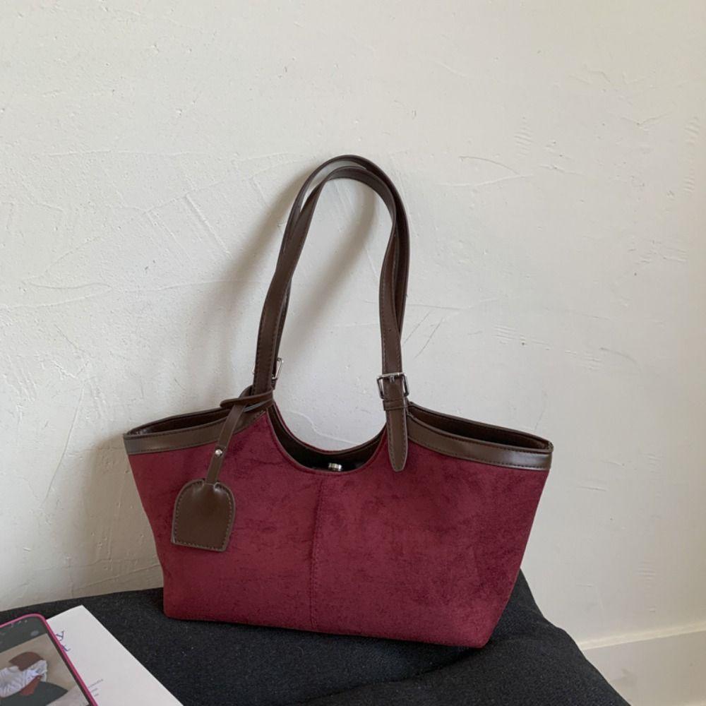 Tote Bag Matte PU Handbag Solid Color Underarm Packs Casual Suede Shoulder Bag Girls