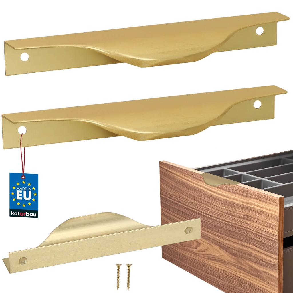 Kotarbau® Modern Edge Furniture Handle Aluminum Matte Gold 128 / 148 Mm Set Of 2