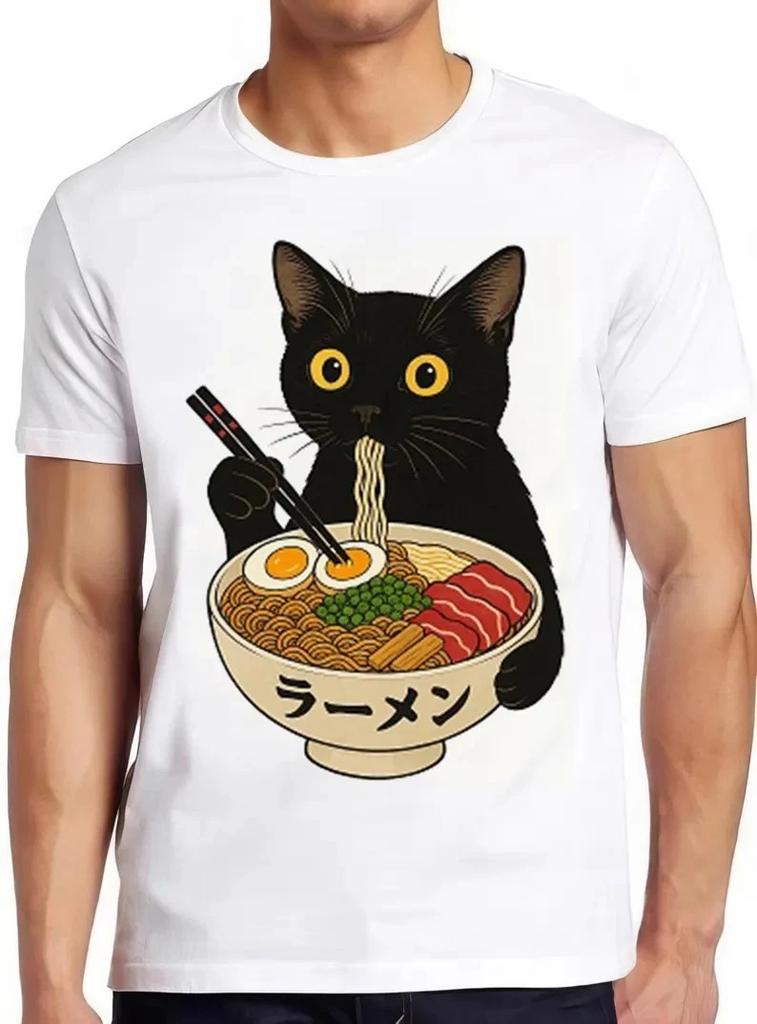 Ramen Noodle Black Cat Foodie Lover Meme Top Cool Gift Tee T Shirt 2588