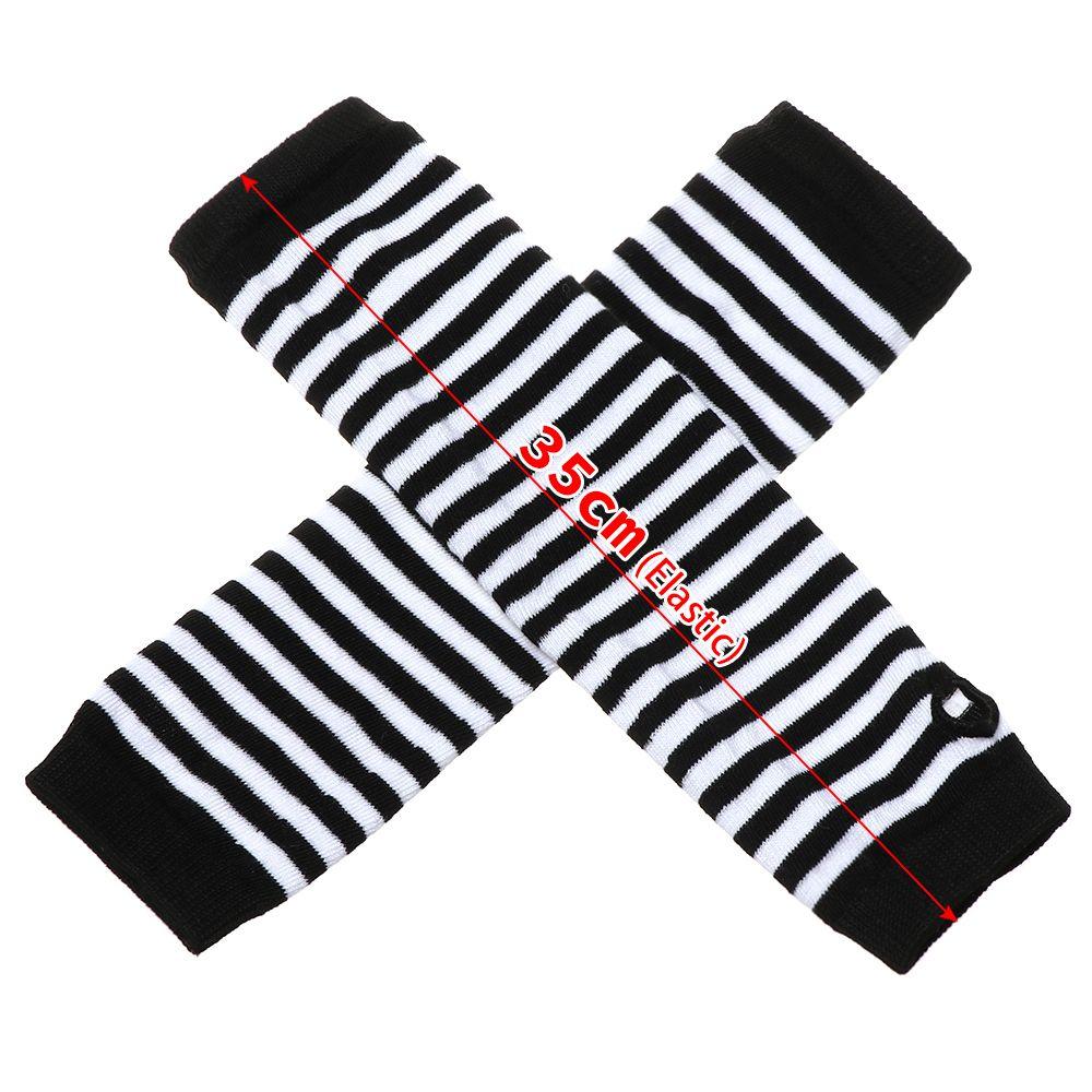 Мягкий полосатый нарукавник с длинным рукавом, длинная перчатка без пальцев, вязаные перчатки, напульсник, митенка до локтя