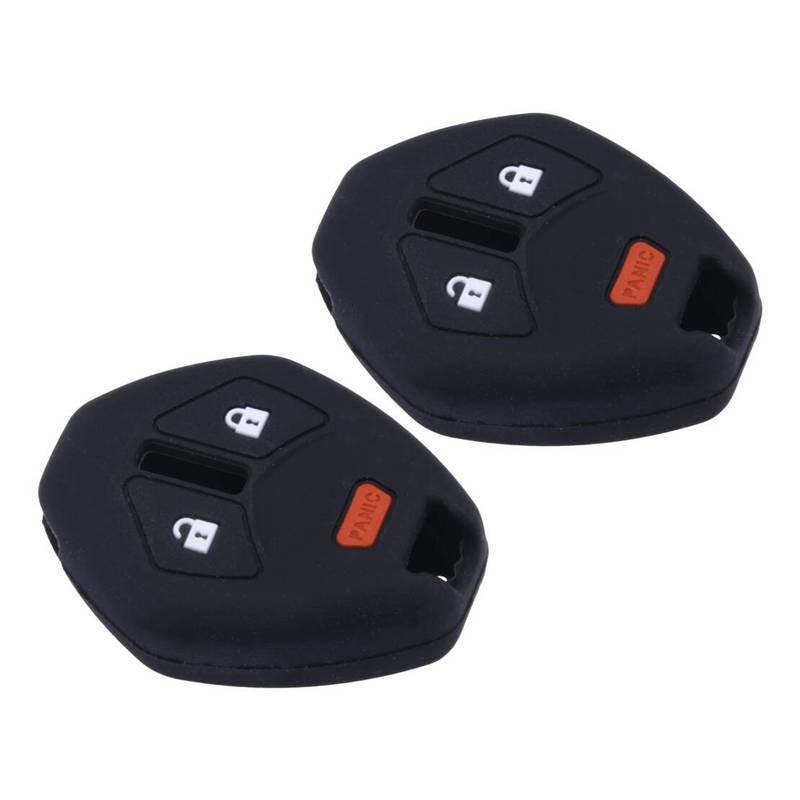 2pcs Black Silicone Remote Key Fob Cover Fit For Mitsubishi i-MiEV Outlander Endeavor Lancer Mirage