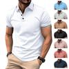 New Men's Casual POLO Shirt Ribbed Lapel Fashion Buttons Business Solid Colour Versatile T-shirt Tops