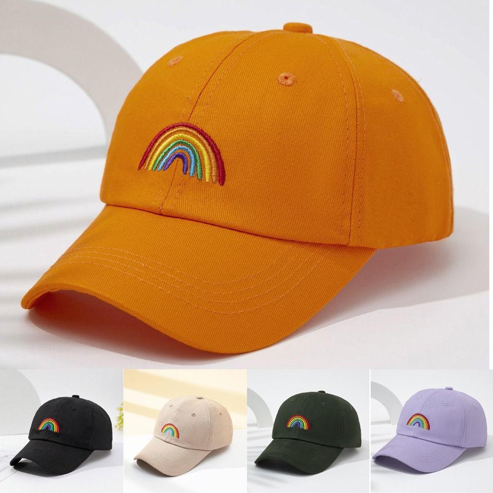 Soft Rainbow Embroidery Baseball Cap Adjustable Casual Streetwear Cap Dad Hat Outdoor Travel