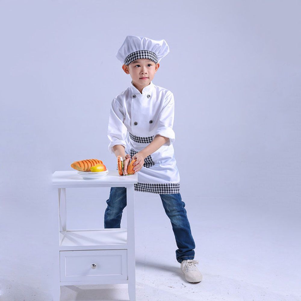 Вечеринка Кухня Цилиндр Украшение на Хэллоуин Футболка повара Косплей костюм Детский костюм шеф-повара Набор