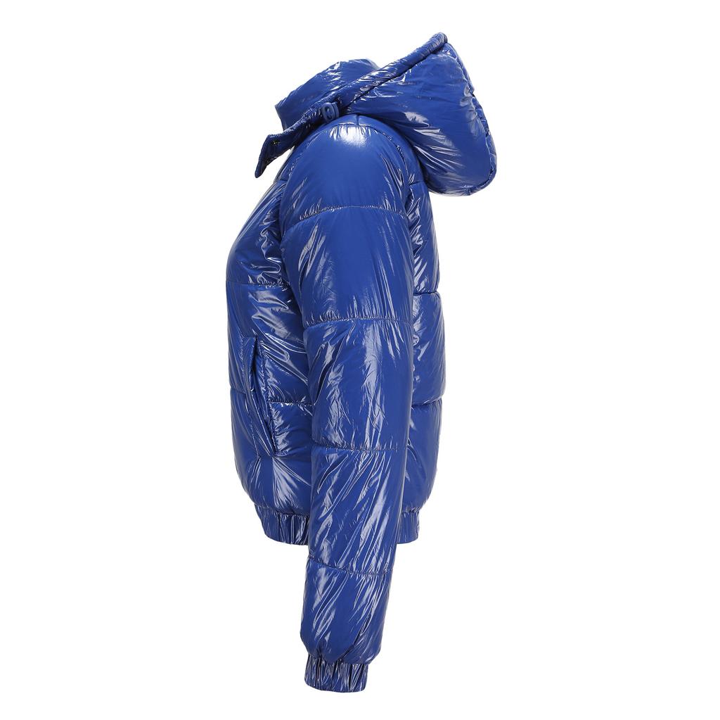 Куртки для женщин флисовая куртка осень-зима с капюшоном из хлопка 20D ламинирование брызгозащитная модная куртка с длинными рукавами блестящая хлопковая одежда женская