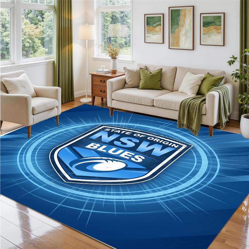 NSW Blues Design Crystal Velvet Rug Soft Decorative Mat for Bedroom Entrance