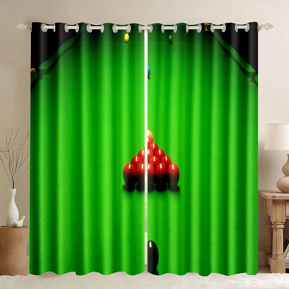 Billiard Pool Balls Arrangement Snooker Contest Beginning Entertainment Game Print Blackout Curtains