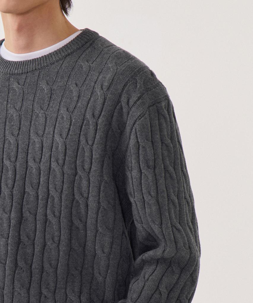 MUSINSA STANDARD Cotton Cable Crew Neck Knit [Gray]