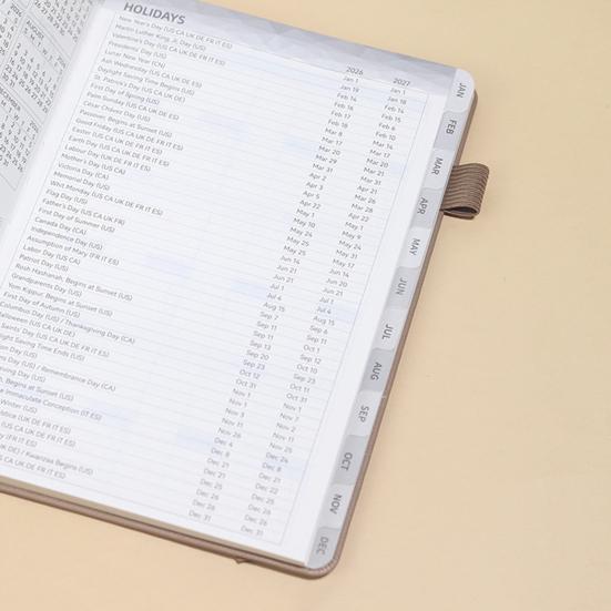 Планировщик 2026 года Блокнот А5 144 листа Твердый переплет Ежедневник Календарь Многофункциональный Расписание для баланса работы и личной жизни для путешествий, колледжа, дома