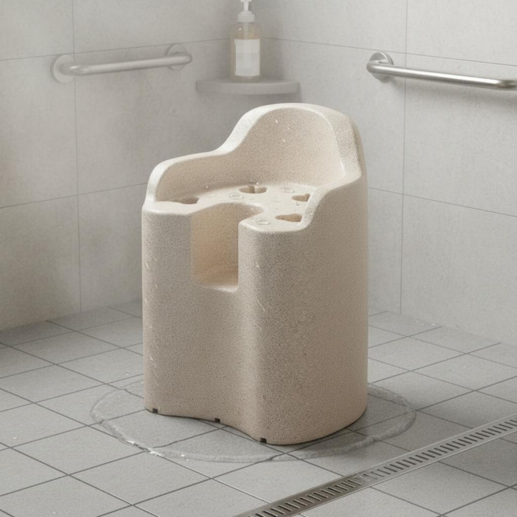 Expanded Polypropylene Shower Chair Waterproof Ergonomic Shower Seat Mobility Aid Strong Load-Bearing Bathroom Furniture Easy To