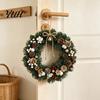 Reusable Winter Theme Decoration Artificial Norfolk Pine Wreath for Front Door, Christmas Faux Greenery Needle Party Decorative Wreath, Farmhouse