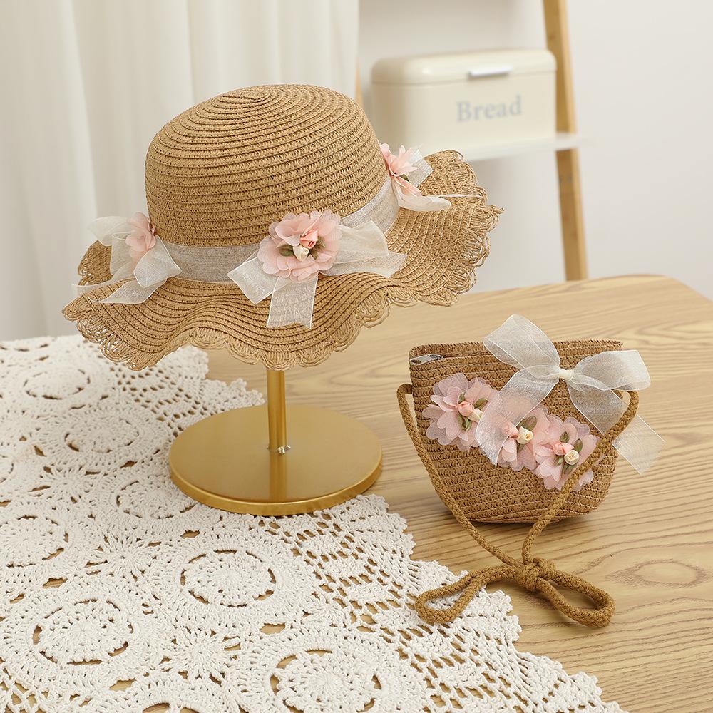 Summer Children's Sun Protection Beach Straw Hat Princess Girl's Vacation Woven Sun Hat