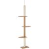 Ceiling-High Cat Tree Height 228-260 cm Cat Tree with Platforms Multi-Level Cat Scratching Tree Climbing Tree for Small & Large Cats, Khaki