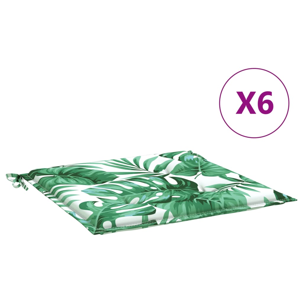 Seat Cushions 6 pcs Leaf Pattern 50 x 50 x 4 cm Fabric