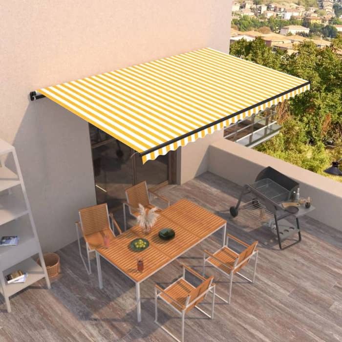 Maison Exclusive - Auvent manuel rétractable 500x300 cm Jaune et blanc