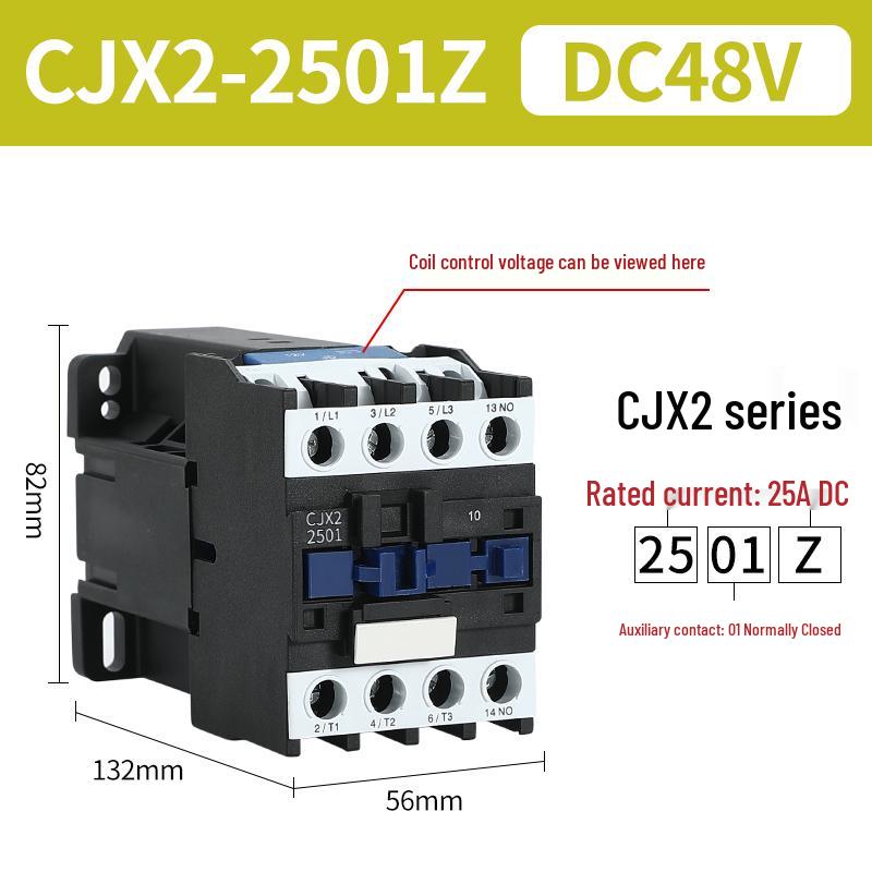 DC Контактор CJX2: Модели 1210, 0910, 1810, 2510 - Варианты напряжения: 12В, 24В, 48В, 110В, 220В, 380В