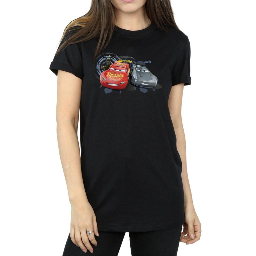 Disney Womens/Ladies Cars Lightning Vs Storm Cotton Boyfriend T-Shirt