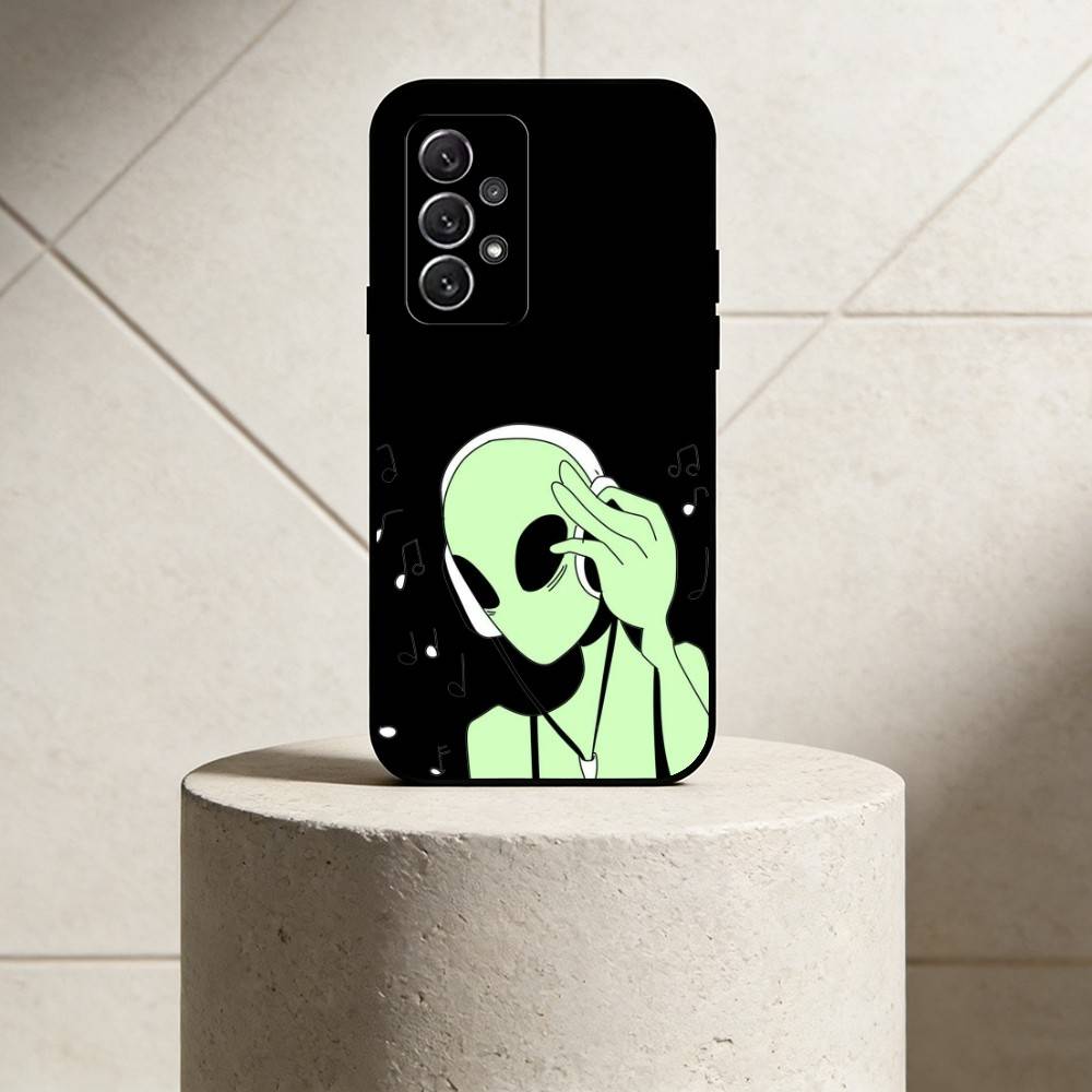 Зеленый инопланетный чехол для телефона G-Green для Samsung S25,24,21,22,23,30,Ultra,20,Plus,Fe,Lite,Note Мягкая черная крышка