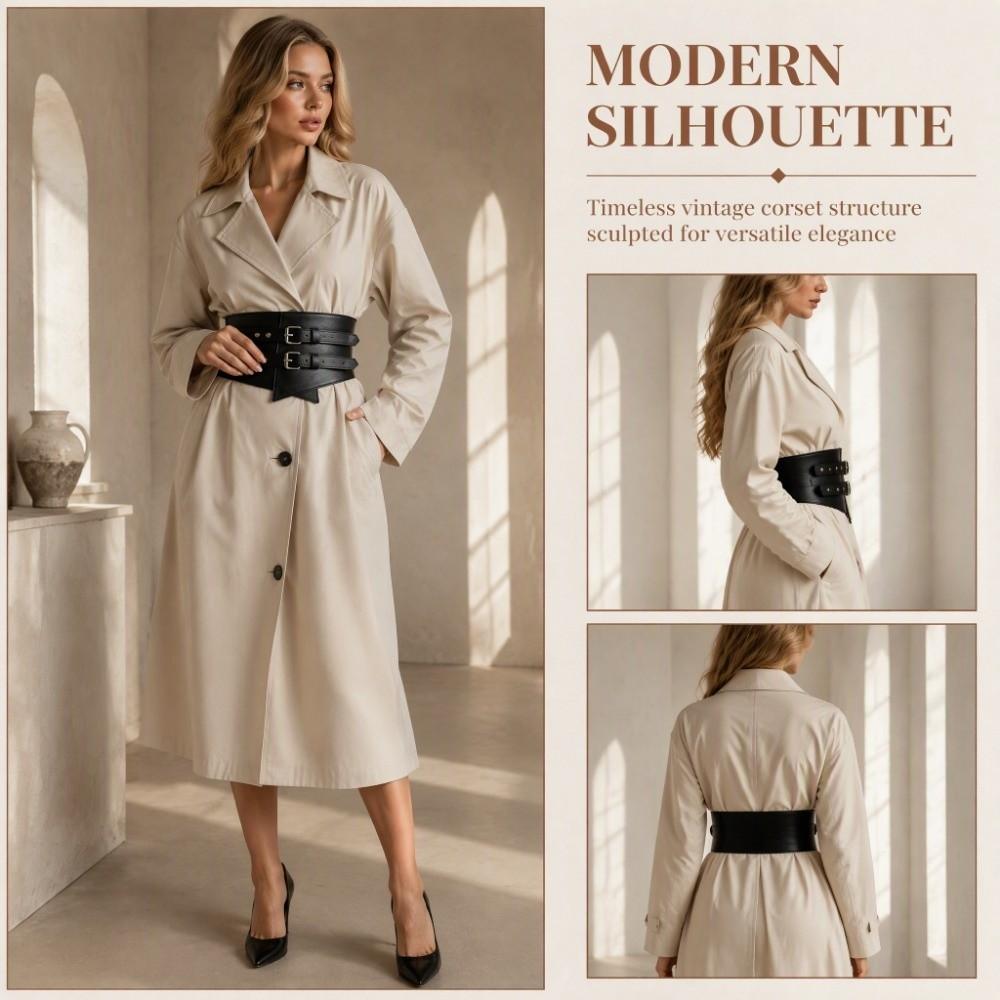 Soft Leather Decorative Buckle Belt Adjustable Fit Punk Corset Belt Party Outfit