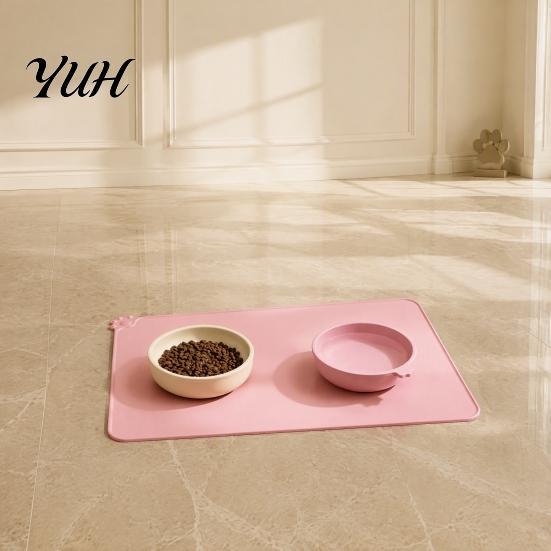 Non-slip Cat Bowl Tray Food Grade Silicone Pet Feeding Mat, Anti-Slip Dog Spill Proof Mat Waterproof Insulation Pad for Puppy Kitten Non-stick