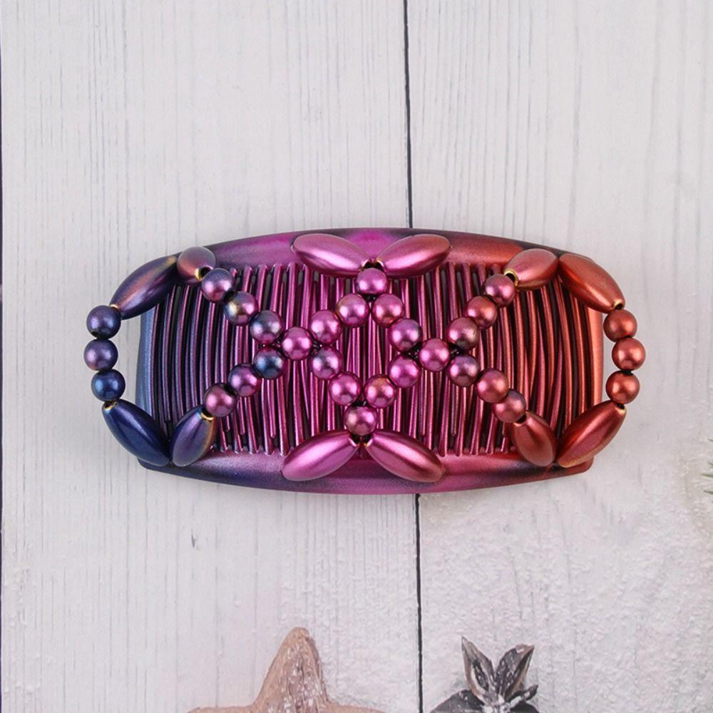 Stretch Handmade Ponytail Holder Double Comb Magic Hair Comb Beaded Hair Clip Beaded Hair Claws