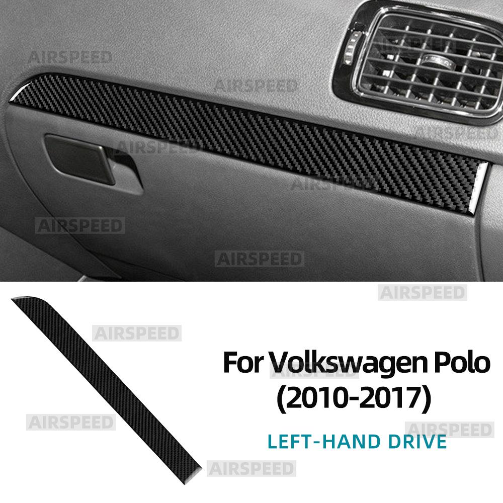 For Volkswagen Polo 2010 2011-2017 Carbon Fiber Passenger Side Dashboard Trim Anti Scratch Interior Decor Mod Car Accessories