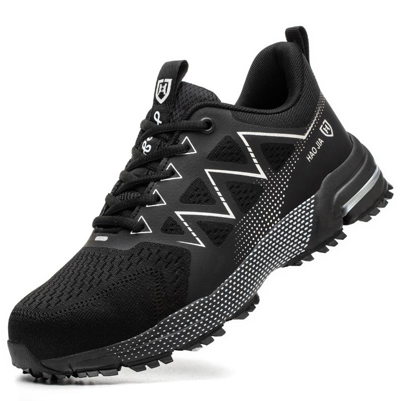 Противоскользящая защитная обувь, мужская обувь со стальным носком, дышащая рабочая защитная обувь, мужская обувь для строительства, мужские кроссовки