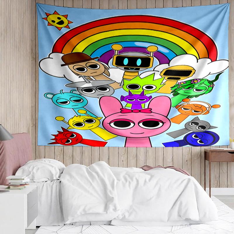 1PC Colorful Sprun-ki Robot Party K-pop music group Tapestry Accessories for Bedroom,Livingroom, dormitory Room Wall Decor Fan Birthday Gifts