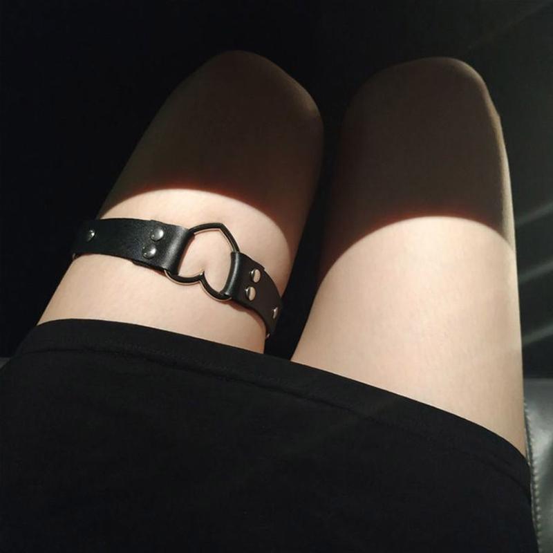 Готический подвязочный пояс для ног с декором из сплава, ПУ кожа, набедная цепочка, эластичный, сексуальная цепочка для тела, украшение, для вечеринки в ночном клубе, для девушки