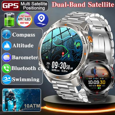 2026 T-Rex 3 Ultra GPS Умные часы 10ATM Водонепроницаемые Двухдиапазонные GNSS Компас Военный стандарт Сапфировое стекло Звонки Длительная работа от батареи Мужские Умные часы для улицы