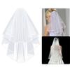 Two-Layer Wedding Veil Ribbon Edge with Comb Elegant Bridal Accessory for Ambiance Festive Occasions