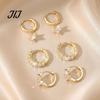 Chic Gold Plated Ear Decorations 3 Pairs Star Zirconia Flower Drop Earrings, Minimalist Dangle Earrings Stylish Gift for Her on Anniversary