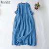 Women Long Sleeve Pleating Casual Loose Tunic Long Dress