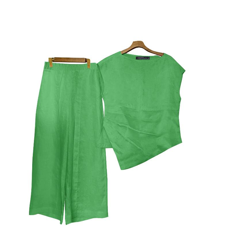 ZANZEA Женские топы и брюки-майки, повседневные комплекты из двух предметов