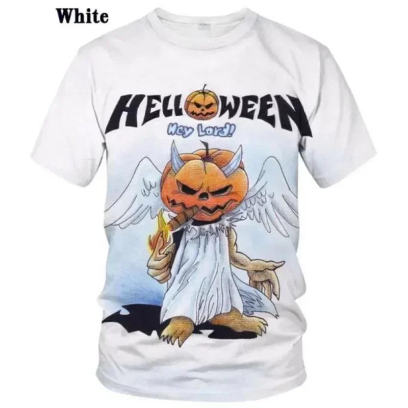 Футболка с 3D-принтом Rock Band Helloween для женщин и мужчин, летняя, с круглым вырезом, коротким рукавом, модная, с графическим рисунком, футболки для косплея