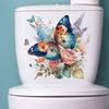 Flower Toilet Stickers Bathroom Decors Self-adhesive Waterproof Removable Sticker Flying Butterfly Wall Decals For Bathroom