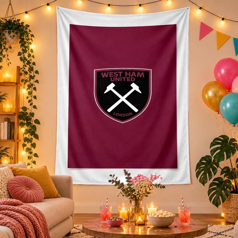 Polyester Wall Tapestry with West Ham United Design, Decorative Hanging for Bedroom Living Room Dorm