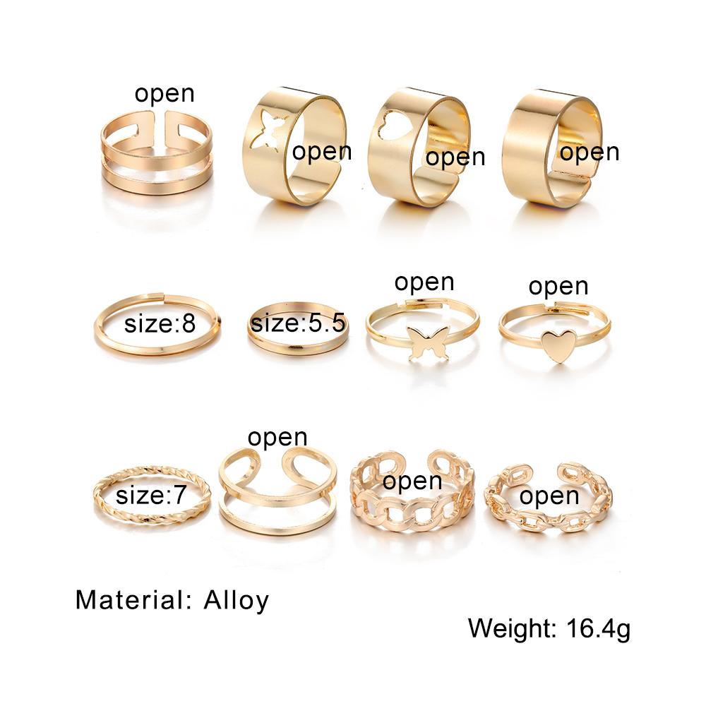 Набор из 12 предметов, Очаровательная богиня, вечерние украшения, универсальный набор колец с резьбой по бабочке для ночного клуба