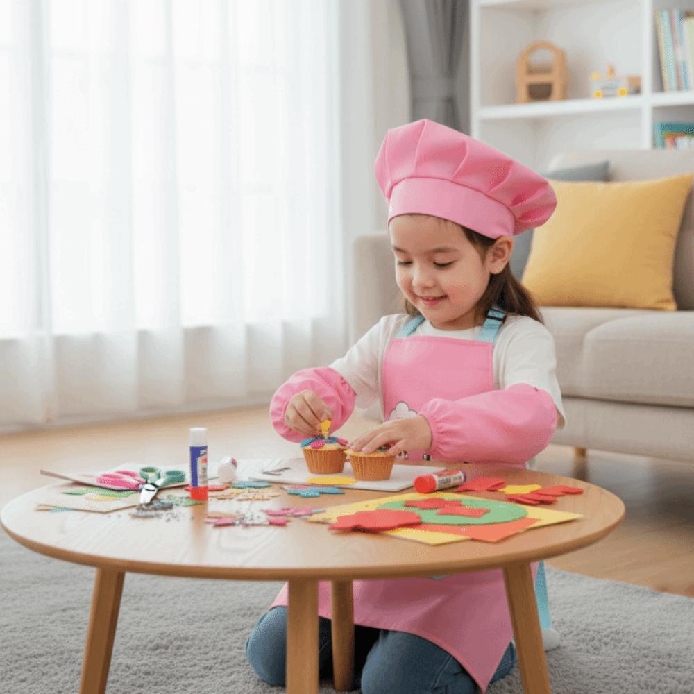 3pcs/set Adjustable Kids Painting Apron Cartoon Children's Apron Chef Apron  Cooking Class