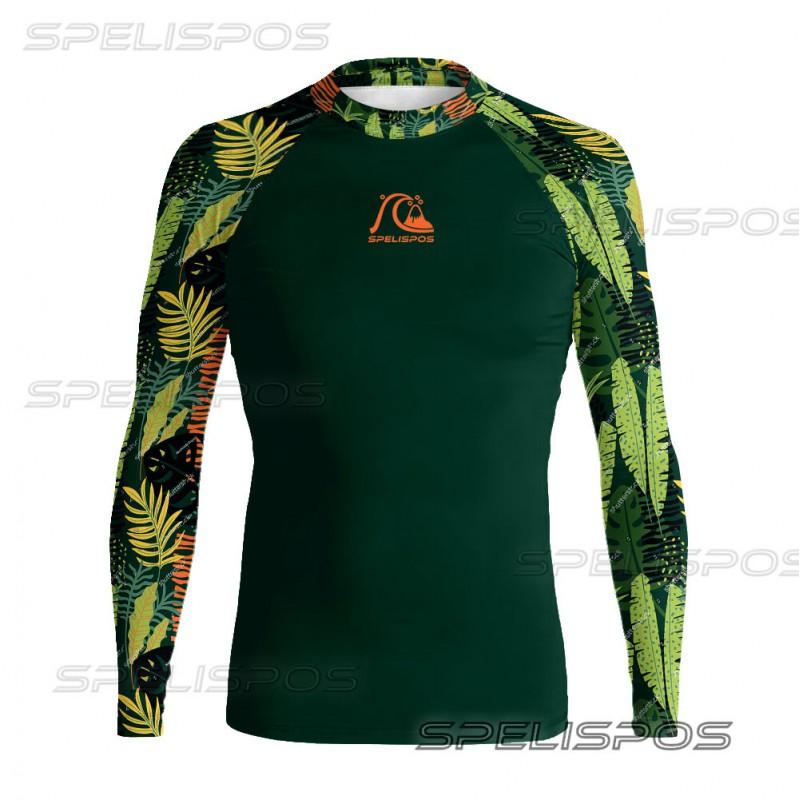 Mens Long Sleeve Rash Guard UV Protection Quick Dry Digital Print Surfing Diving Wetsuit Water Sports