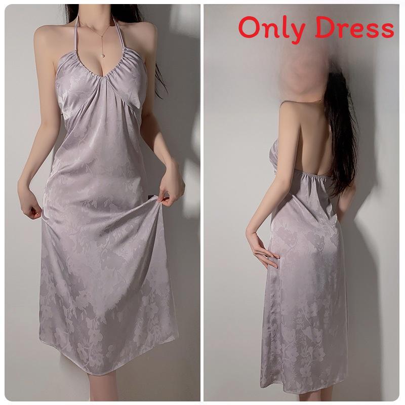 French Style Sleep Dress With Deep V Neck And Bust Enhancing Design For Women