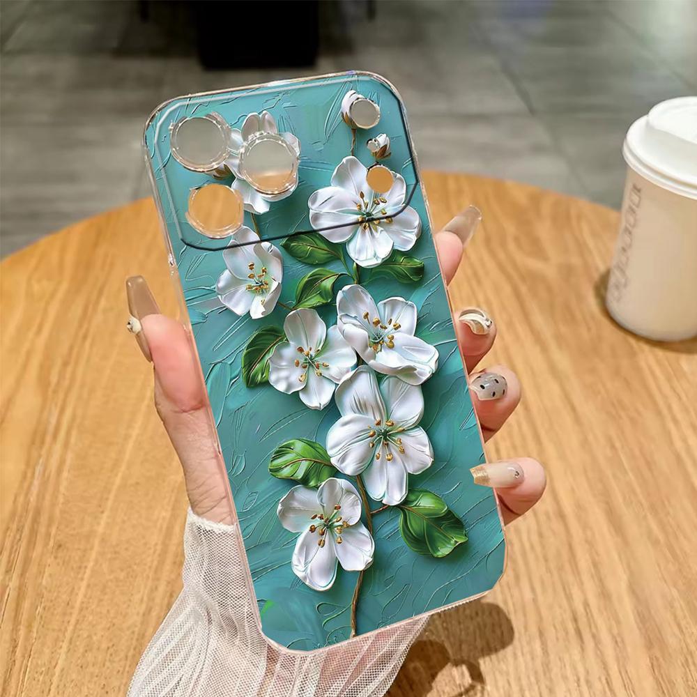 Масляная живопись с изображением розы Чехол для телефона Apple iphone 16 Pro Max 17 15 Plus 16e 17Air Защитный Прозрачный Парный Прозрачный Чехол