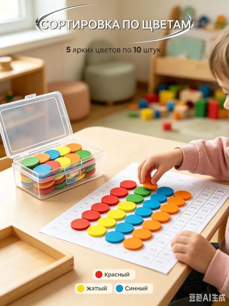 50 pieces of round wooden counting material