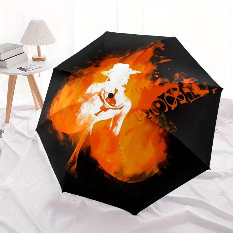 Складной ветрозащитный зонт-автомат One Piece Портгас·Д·Эйс с прочным железным каркасом, портативный компактный дорожный зонт для использования в любое время года, для вечеринок