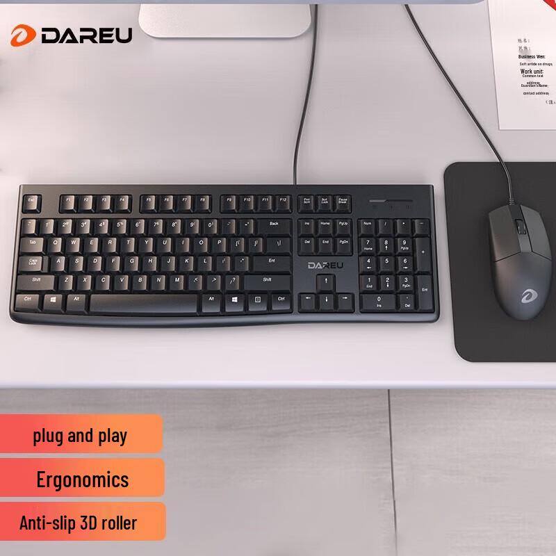 Dareu LK185 Wired Ergonomic Keyboard and Mouse Combo